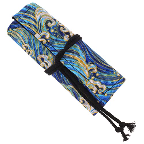 Veemoon Rollen Stiftvorhang Rolling Pen -Beutel Stiftorganisator Schule Federmäppchen bunt Farbe klein Multifunktionstasche Schreibwarentasche Bettwäsche aus Baumwolle Blue von Veemoon