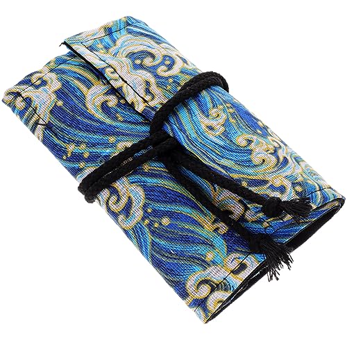 Veemoon Rollen Stiftvorhang Rolling Pen -Beutel Tasche Form Erwachsene farbig Schule Die Federmäppchen Bleistiftverpackung Schulstiftbeutel Bettwäsche aus Baumwolle Blue von Veemoon