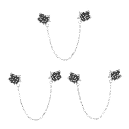 Veemoon Rose Pullover Kragen Clip Mit Kette – Emaille Blume Brosche Mit - Ideal Für Mantel - Pullover Oder Schal – Stilvolle Corsage in Silber Für von Veemoon