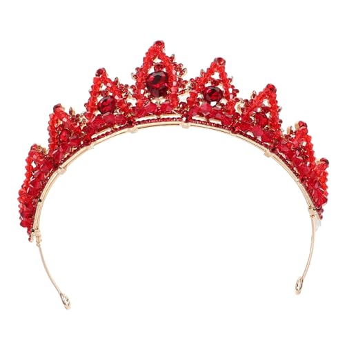 Veemoon Rote Braut Tiara Krone Damen Hochzeit Haarschmuck Elegant Komfortabel Leicht Zu Tragen Für Hochzeitskleid Festliche Anlässe von Veemoon