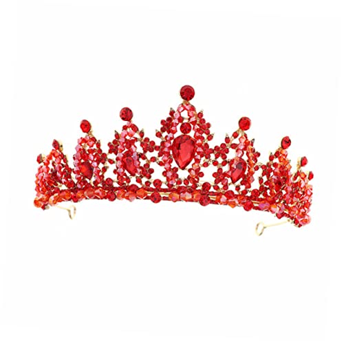 Veemoon Rote Kristallkrone Braut Tiara Hochzeits Kopfschmuck Elegant Langlebig Damen Diadem für Hochzeit Festzug Brautkleid von Veemoon