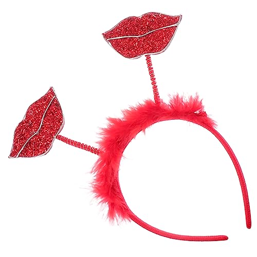 Veemoon Rotes Stirnband mit Lippenform für Damen Valentinstag Haarreif Party Kopfschmuck Leichtes Komfortables Haarband als Kostüm Accessoire für Festliche Anlässe von Veemoon