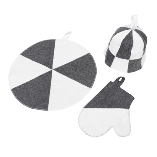 Veemoon Saunahut Set Teilig aus Filz mit Handschuhen und Matte Hitzebeständig Wasserabsorbierend Langlebig Schützt Kopf im Dampfbad und Sauna Geeignet für Damen Spa und Heimsauna von Veemoon