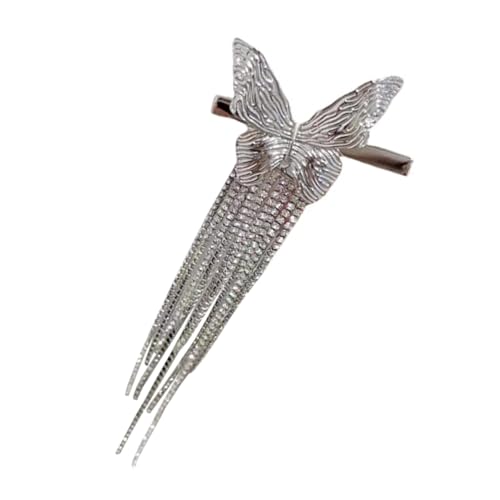 Veemoon Schmetterling Haarklammer mit Strasssteinen und Quaste Haarspange für Damen und Mädchen Langlebiges Haarschmuck Accessoire für Partys und Festliche Anlässe in Silber von Veemoon