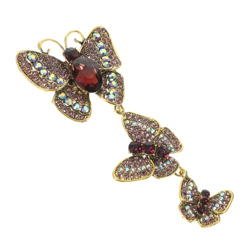 Veemoon Schmetterlingsbrosche mit Funkelnden Strasssteinen Eleganter Vintage Anstecker für Kleidung Schals Taschen Dreiteilige Brosche für Besondere Anlässe Modeaccessoires von Veemoon