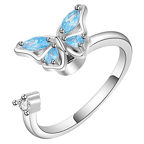 Veemoon Schmetterlingsring damenringe geburtstags geburtstagsgeschenke Damenschmuck geburtstags mitbringsel ehering verstellbare Ringe für Damen offene Ringe ästhetisch Kupfer von Veemoon