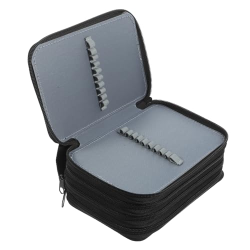 Veemoon Schreibwarentasche aus Oxford-Stoff Federmäppchen Mehrschichtiger Bleistiftbeutel mit Reißverschluss Smooth Zipper Colored Pencils Koffer Schreibwarenhalter Schülergeschenk Black von Veemoon