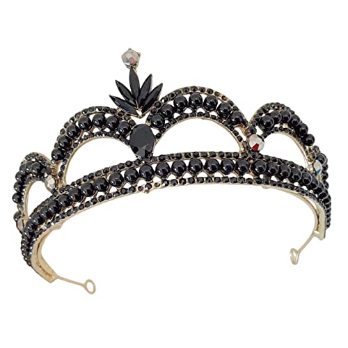 Veemoon Schwarze Brautkrone mit Strasssteinen Stabile Leichte Tiara für Hochzeit und Abendkleid Haarschmuck Accessoire für Frauen und Blumenmädchen Modisches Design für Unvergessliche von Veemoon
