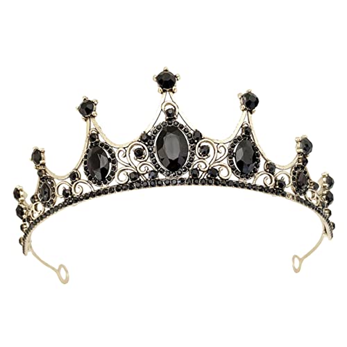 Veemoon Schwarze Tiara Haarschmuck für Damen Funkelnde Strass Brautkrone Leichtes Langlebiges Diadem für Hochzeit Bankett Party und Festliche Anlässe von Veemoon