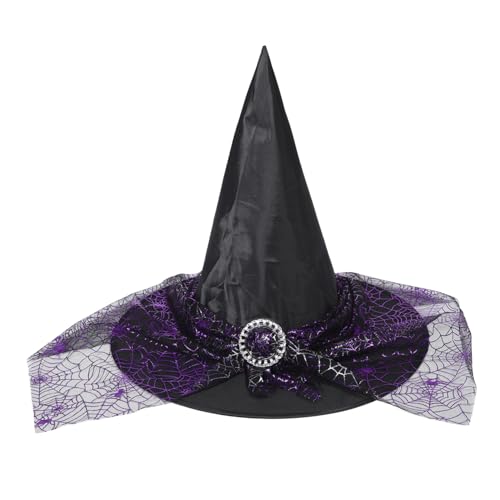 Veemoon Schwarzer Hexenhut Mit Spinnennetz-aufdruck Für Halloween Hexenhut Für Damen Weißer Zaubererhut Für Erwachsene Schwarzer Zaubererhut Für Männer von Veemoon
