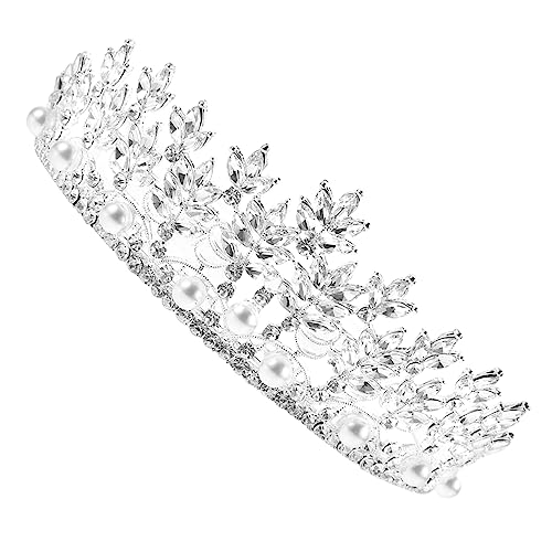 Veemoon Silberne Braut Tiara mit Perlen und Funkelnden Strasssteinen Leichtes und Komfortables Stirnband für Hochzeit Geburtstag Junggesellinnenabschied und Festliche Anlässe Eleganter von Veemoon