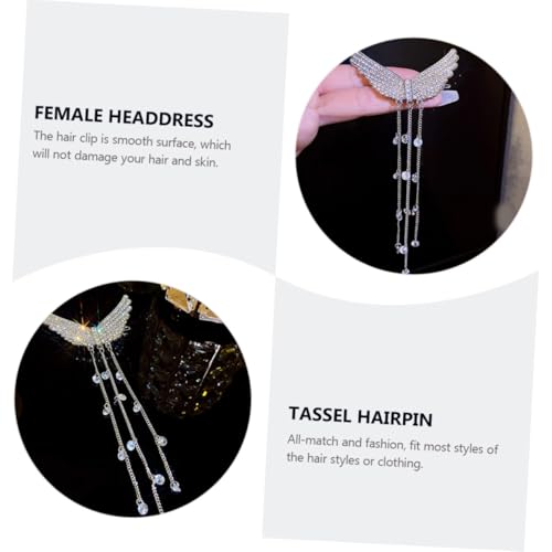 Veemoon Silberner Tassel Haarschmuck mit Strasssteinen Engelsflügel Design Leichter Haarkamm für Damen Langlebige Haarklammer mit Glatter Oberfläche für Alltag und Festliche Anlässe von Veemoon