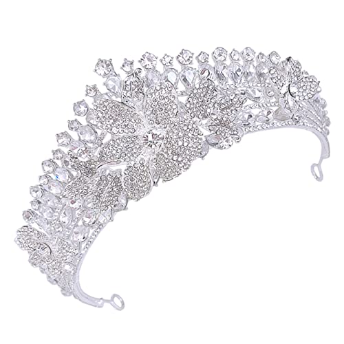 Veemoon Silbernes Strass Tiara Stirnband Hochzeit Haarschmuck Accessoire Robuster Zinklegierung Elegant für Geburtstag Abschlussball Party und Fotoshooting von Veemoon