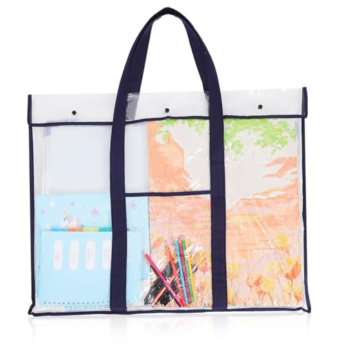 Veemoon Poster-Aufbewahrungstasche Kunstportfolio-Tasche Pinnwandhalter Transparente Maltafeltasche Mit Griff PVC-Material Großes Fassungsvermögen Schutz Vor Feuchtigkeit Leicht Und von Veemoon