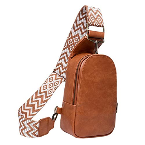 Veemoon Sling Rucksack Aus Leder Für Damen Verstellbare Brusttasche Modische Umhängetasche Crossbody Fanny Pack Für Alltag Reisen Und Sport Stilvoll Im Boho-Design Für von Veemoon