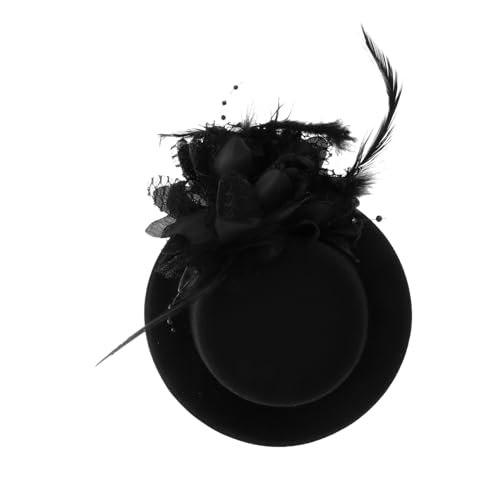 Veemoon Spitze Blume Haarspange Hochzeitshaarschmuck für Frauen Haarspangen Bobby Pins Party Haarclip Haarzubehör Spitze Kopfbedeckung Party-Kopfbedeckung Feder Schwarz von Veemoon