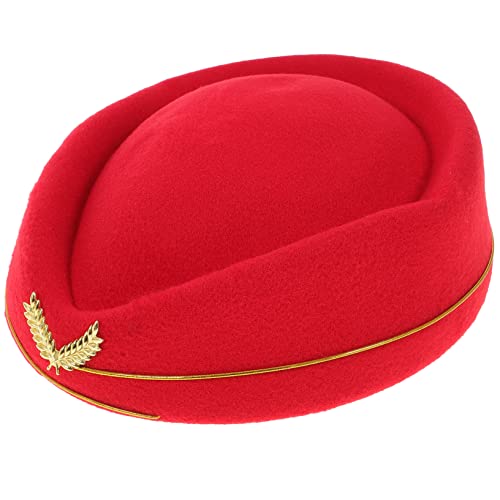 Veemoon Stewardessenhut Flugbegleiterinnenmütze Kostümhut Leicht Zu Waschen Für Cosplay Bühnenauftritte Party-requisite Einheitsgröße Rot von Veemoon