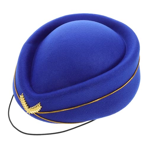 Veemoon Stewardess-hut Faux-wolle Für Damen Mütze Für -kostüme Bühnenaufführungen Und Besondere Anlässe Bequeme Klassischem Blau von Veemoon