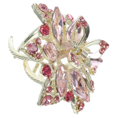 Veemoon Strass Haarklammer mit Kristallblume Kleine Metall Haarkralle für Dickes Haar Funkelnder Haarclip für Damen Vielseitiger Haaraccessoire für Zöpfe Pferdeschwanz Hochsteckfrisuren von Veemoon