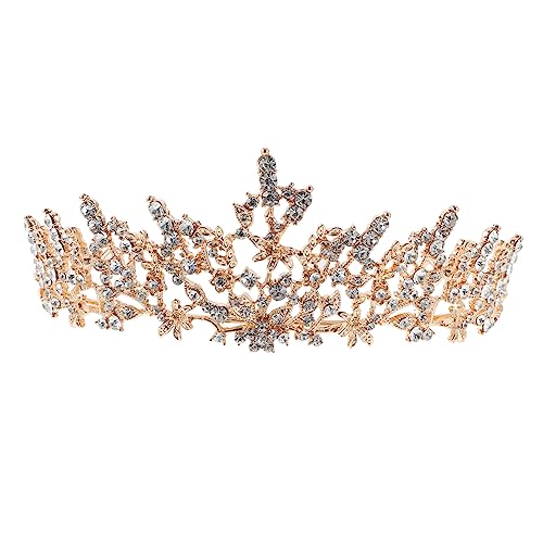 Veemoon Strass Krone Brautkrone Hochzeit Damen Kristallkrone Bridal Crown für Geburtstag Bühne Party und Cosplay Stabil Eleganter Kopfschmuck für Frauen Goldener Barock Stil von Veemoon