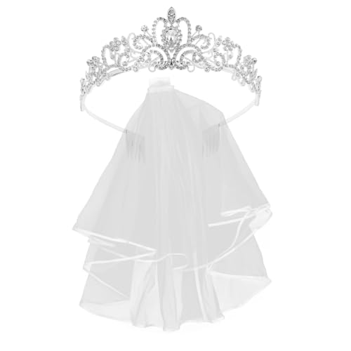 Veemoon Strass Tiara Hochzeit Für Braut Mit Schleier Shiny Stirnband Als Party-accessoire Stilvolles Damen-kopfschmuck Festivitäten von Veemoon