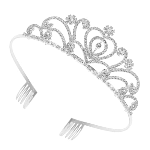 Veemoon Strasskrone Braut Kopfschmuck Leichtes Langlebiges Hochzeits Accessoire mit Silbernem Alloy Design für Damen Mädchen Brautjungfern und Festliche Anlässe von Veemoon