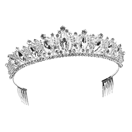 Veemoon Strasskrone mit Kamm Braut Haarschmuck Hochzeit Tiara Königin Haarreif für Abendparty Brautjungfern und Festliche Anlässe von Veemoon