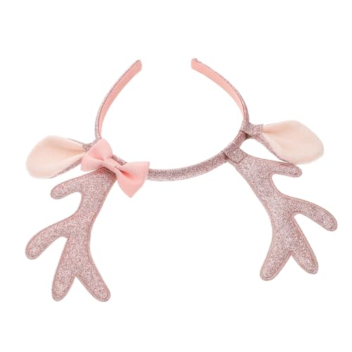 Veemoon Hirschgeweih Haarreif Mit Schleife Glitzer Stirnband Für Weihnachts Elchhorn Kopfbedeckung Tierohren Haarband Für Party Hochzeit Geburtstag von Veemoon