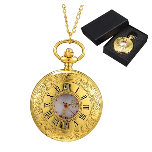 Veemoon Retro Taschenuhr Für Männer Und Frauen Vintage Goldene Uhr Mit Römischen Ziffern Als Box Für Weihnachten Halloween Muttertag Und Vatertag von Veemoon