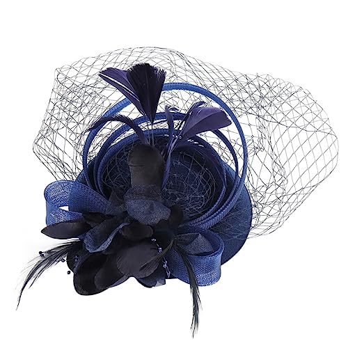 Veemoon Teeparty Fascinator Hut mit Federn und Netz Haarschmuck Haarreif für Hochzeiten Cocktailpartys und Besondere Anlässe Accessoire von Veemoon