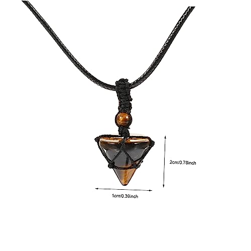 Veemoon Tigerauge Halskette Naturstein Anhänger Pyramidenform Hautfreundlich DIY Schmuck Zubehör für Damen und Herren Dekorativer Steinanhänger für Schmuckgestaltung von Veemoon