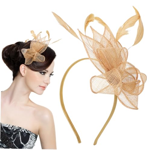 Veemoon Top -hut -stirnbandhaarclip Schleier Stirnband Mit Haarspange Clips Lustig Sonnenhut Damen Festival Hüte Und Mützen Düster Sackleinen Träne Bunte Mini-partyhüte Bauchmuskeln Golden von Veemoon