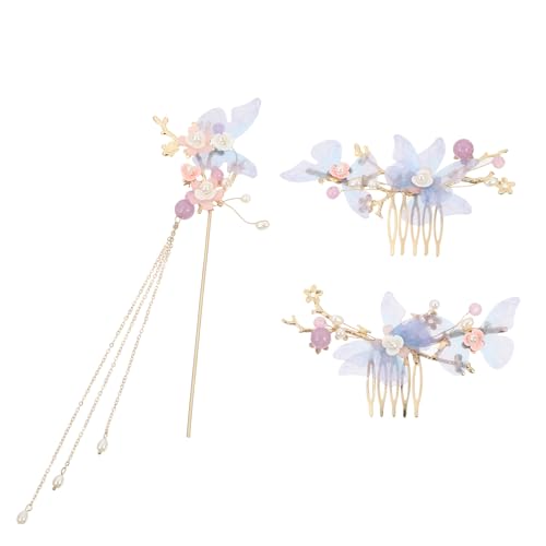 Veemoon Traditionelle Hanfu Kopfbedeckung Mit Chinesischen Haarnadeln Und Haarkamm Inklusive Ohrringen Und Langen Quasten Für Frauen Retro Antik Schmuck Für Hochzeit Und Anlässe von Veemoon