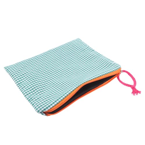 Veemoon Tragbare Kosmetiktasche mit Reißverschluss Großer Multifunktionaler Organizer Vielseitig für Makeup Schmuck Schreibwaren Kompakt und Praktisch für Unterwegs Grün Kariert von Veemoon