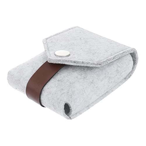 Veemoon Tragbare Mini Lippenstift Aufbewahrungstasche mit Spiegel für Damen Multifunktionale Kosmetik Make Up Tasche Hellgrau für Unterwegs und Reisen von Veemoon