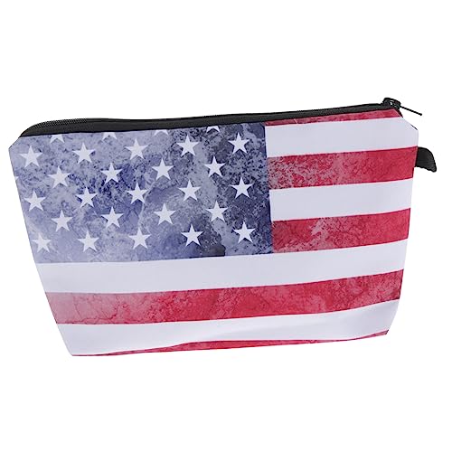 Veemoon Tragbarer Bleistiftbeutel mit Amerikanischem Flaggenmuster Multifunktionale Kosmetiktasche Retro Design für Schule und Leicht Abwischbar von Veemoon