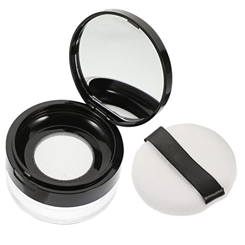 Veemoon Tragbarer Kosmetik Puderbehälter mit Elastischem Netz Luftdichter Deckel Flip Top Lose Puder Box mit Quaste Kompakt und Langlebig für Damen Unterwegs von Veemoon