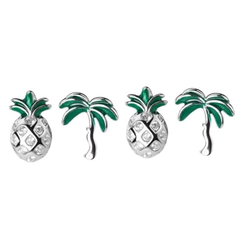 Veemoon Trendige Asymmetrische Ohrringe Für Frauen Im Unikate-Stil – Ohrtropfen Kokosnussbaum Und Ananasdesign - Ideal Für Studenten Und Modebewusste Frauen von Veemoon