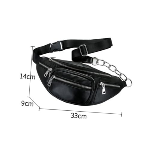 Veemoon Umhängetasche Damen PU Leder Kettenbeutel Modische Crossbody Tasche Im College Stil Schultertasche Für Freizeit Und Sport Schwarz Für Reisen Und Alltag von Veemoon