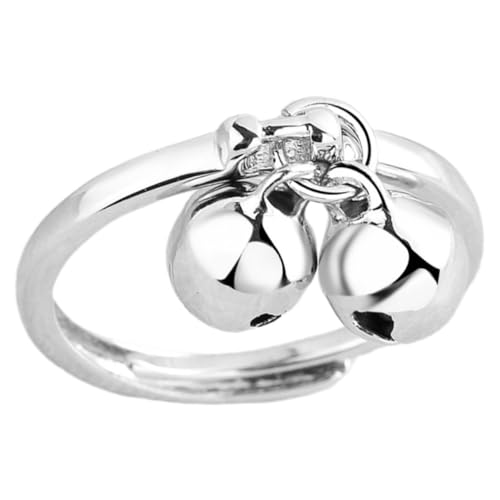 Veemoon Verstellbarer Offener Ring mit Kugelglocke für Frauen Modischer Fingerring Dekorativer Offener Ring Kupfer für Festivals und Alltagskleidung von Veemoon