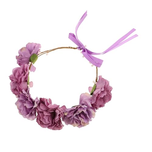 Veemoon Verstellbares Blumenhaarbändchen für Damen Weiches Stoff Stirnband mit Zartem Pfingstrosen Design Bequemer Haarschmuck für Strand Hochzeit Party und Fotoshootings Modisches von Veemoon