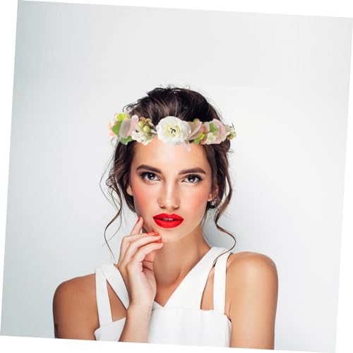 Veemoon Verstellbares Braut Blumenkranz Stirnband Natürlich Wirkender Haarschmuck für Strandhochzeit Party Fotorequisit Eleganter Floral Headwear für Damen und Blumenmädchen von Veemoon