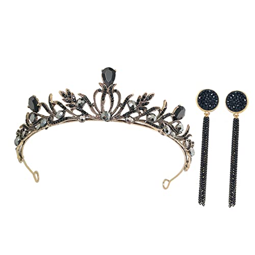 Veemoon Vintage Brautkrone und Ohrringe aus Langlebiger Legierung mit Funkelnden Strasssteinen Eleganter Schmuck für Hochzeit Geburtstag und Festliche Anlässe Teiliges von Veemoon