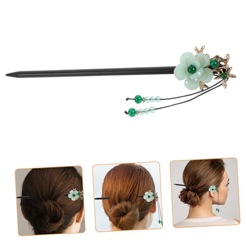 Veemoon Vintage Chinesische Holz Haarstäbe mit Blumen Quaste Handgefertigte Haarnadeln für Damen Sicherer für Duttfrisuren Geeignet für Partys Cosplay und Festliche Anlässe von Veemoon