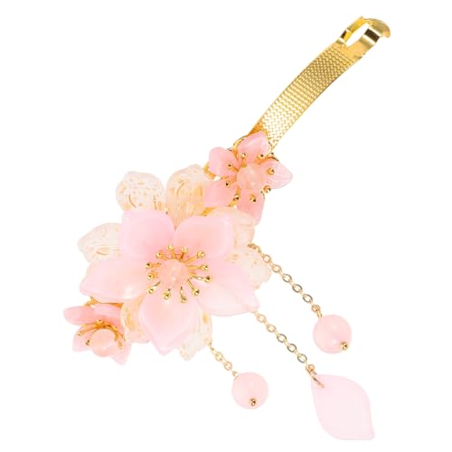Veemoon Vintage Flower Tassel Haarclip mit Chinesischem Hanfu Design Halboffene Frisur Haarspange für Damen Traditionelles Brautzubehör für Alltag Party Hochzeit und Bankett von Veemoon