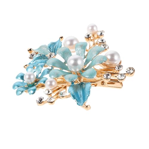 Veemoon Vintage Französische Haarspange mit Perlen und Funkelnden Strasssteinen Robuster Metall-duckbill-clip Elegantes Haarschmuck-accessoire für Frauen Geeignet für Hochzeit und von Veemoon