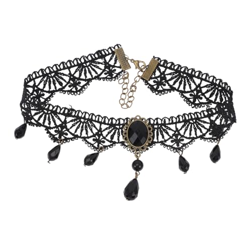 Veemoon Spitzenhalsband Gothic Choker Für Damen Halsschmuck Mit Edelstein Vintage Design Spitzenhalskette Für Töchter Freundinnen Cosplay Kostümpartys Und Alltag von Veemoon