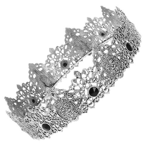 Veemoon Vintage Königskrone mit Steindekor Robuste Runde Tiara im Europäischen Stil Edle Herren Kopfbedeckung für Hochzeiten Partys Mittelalter und Kostüm Events von Veemoon