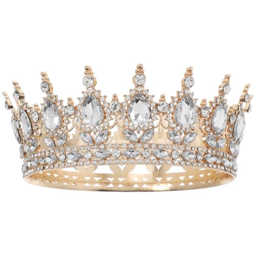 Veemoon Runde Strass Diadem Vintage Kristall Tiara Krone Glittering KöNiginnenkrone Glitzernde Barock Brautkrone Frcolor Hochzeitstiara Festzugskrone FüR Hochzeit Verlobung Abschlussball Party von Veemoon