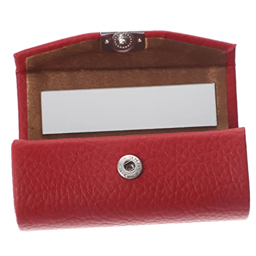 Veemoon Vintage Lippenstift Etui aus Robustem PU Leder mit Integriertem Spiegel Kompakter Single Lipstick Holder Tragbare Make Up Aufbewahrungstasche für Damen für Reisen und Alltag von Veemoon